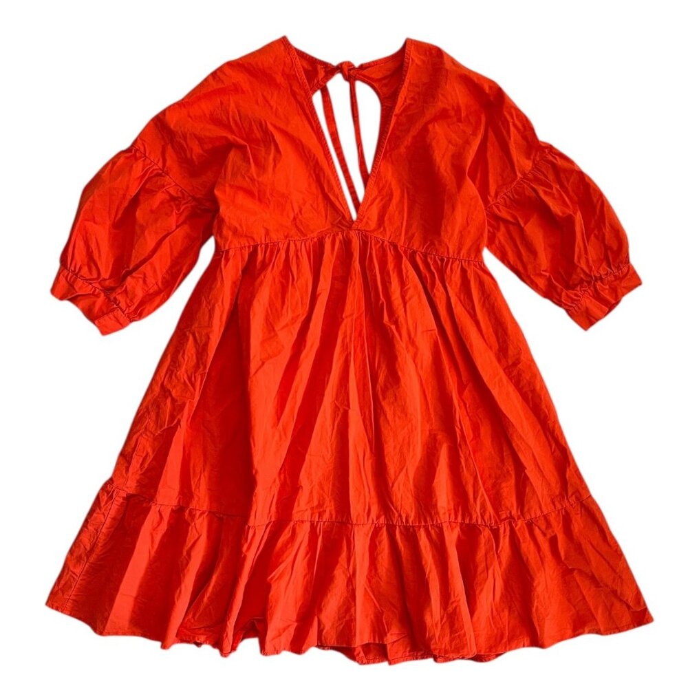 Touche Babydoll Tiered Mini Dress Orange Size XS‎ Maximalist Cottagecore